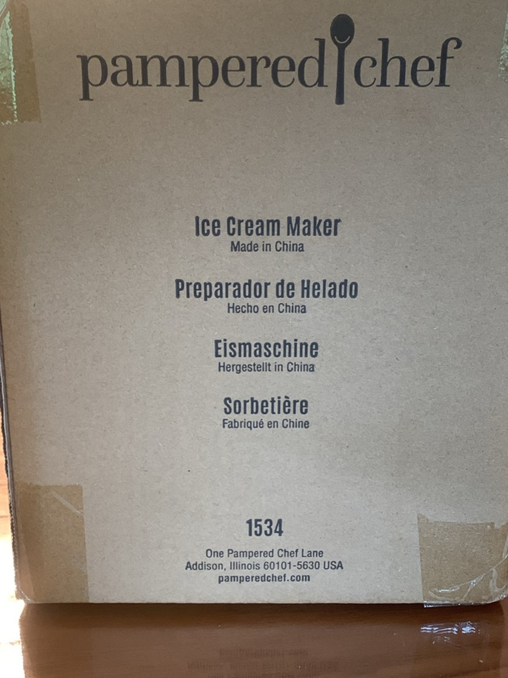 Pampered Chef Brown Cardboard Ice Cream Maker Box